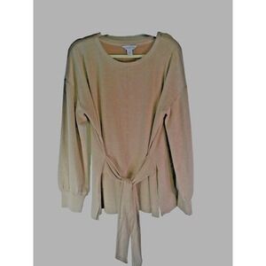 NWOT Liz Claiborne Tan Long Sleeve Waist Tie Stretch Top Womens Size XXL